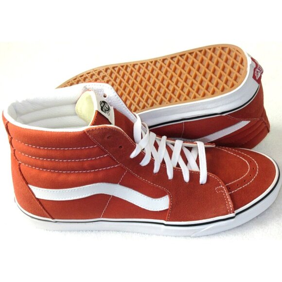 Vans Men's Sk8-Hi Color theory Burnt Ochre Orange Canvas Suede shoes Size 7.5 - Picture 3 of 5